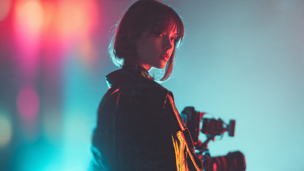 Nano Banana Pro GRATIS: Las 4 Mejores Plataformas para Generar Imágenes IA en 2025 female filmmaker standing confidently with her camera (5)