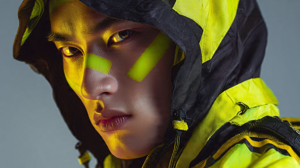 global male model wearing sleek techwear global male model wearing sleek techwear with