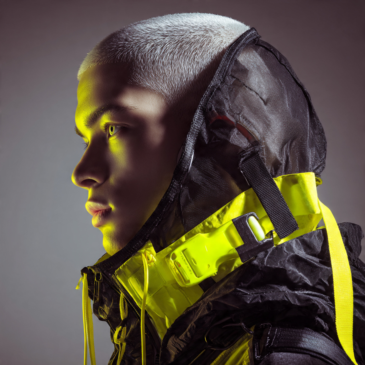 global male model wearing sleek techwear with (2)