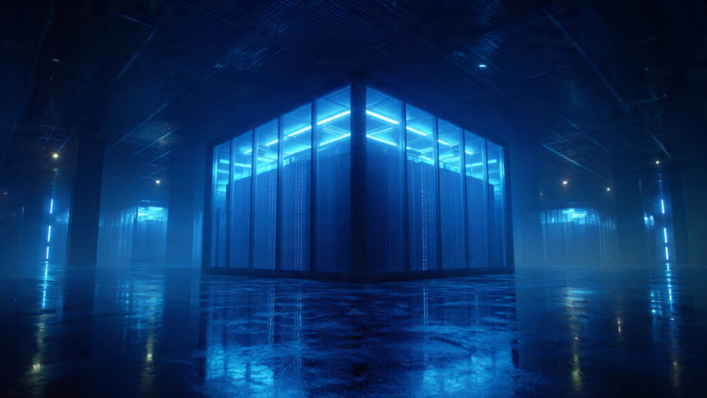 google tpu v6 glowing inside a futuristic